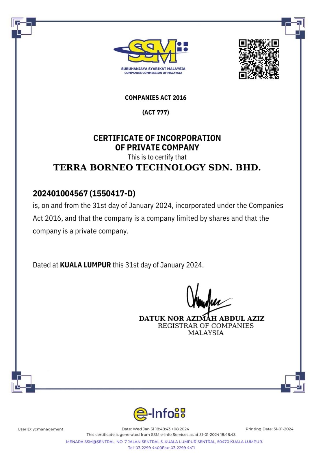 Terra Tech Borneo received Sabah Trusted Brand Award 2023 Frame